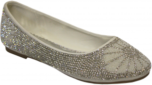 GIRLS FLAT SHOES WITH RHINESTONES (WHITE)